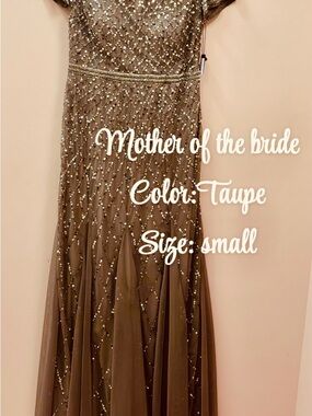 Adrianna Papell Taupe Beaded Maxi Dress